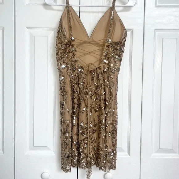 Sherri Hill Gold Cocktail HOCO Dress - Size 2